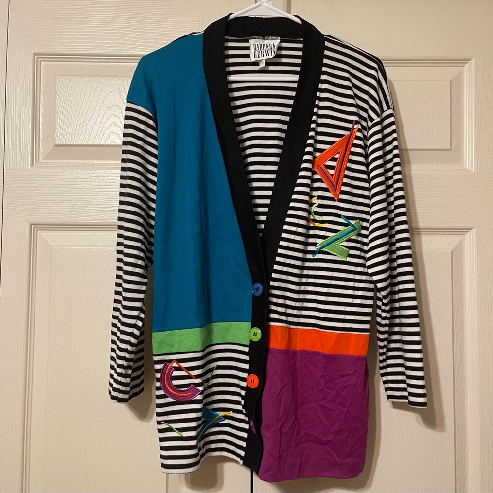 Barbara Gerwit multicolor Y2K 90's striped cardigan vintage